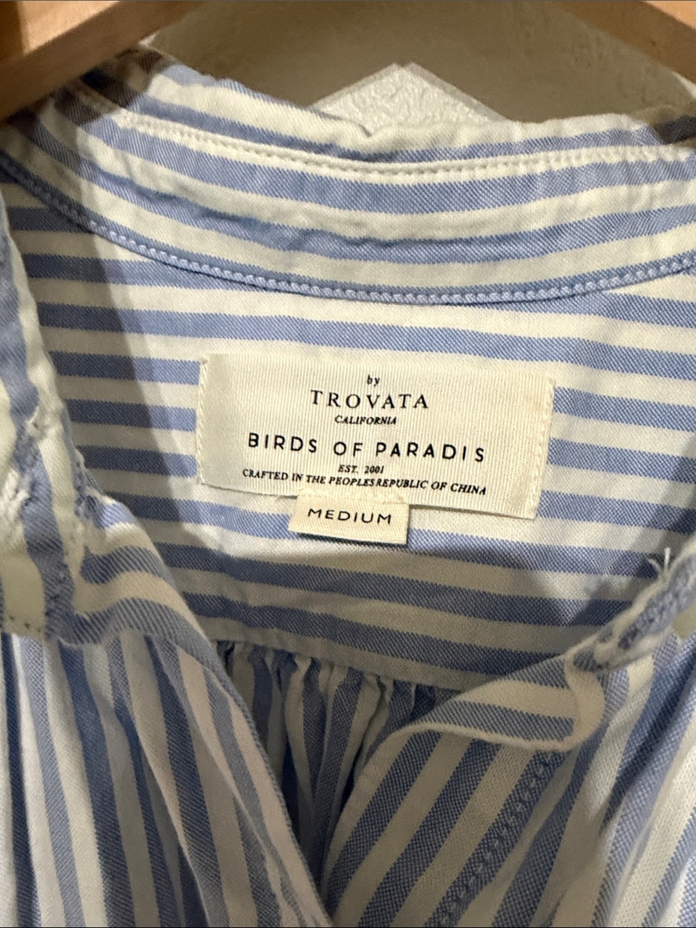 Trovata Bird of Paradis Blue & White Pinstripe Marianne B Ruffle-Sleeve Shirt - Picture 4 of 6